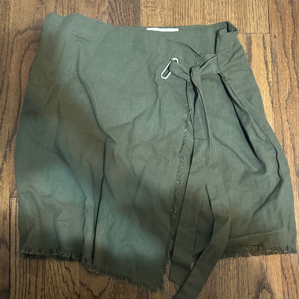 Olive Green Wrap Mini Skirt